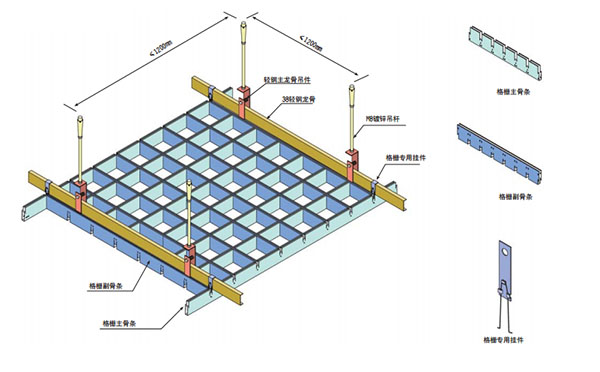 铝格栅安装节点图3003 铝格栅安装节点图3003